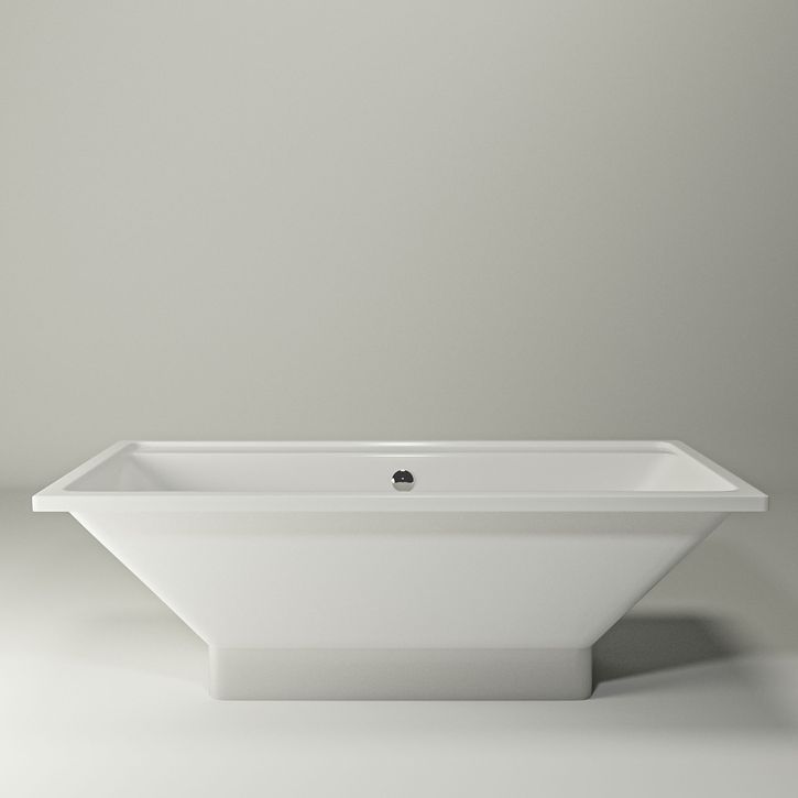 Ванна з литого каменю StudioStone Volta – фронтальний вигляд пристінної білої ванни.